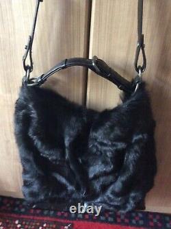 David & Scotti Black fur and leather handbag NEW