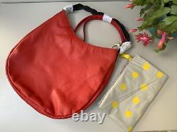 Designer Boden Coral Red Navy Soft Leather'Lingfield' Shoulder Bag BNWB RRP£180