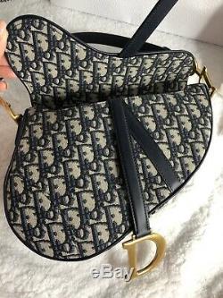 Dior Oblique Saddle Navy Taupe Handbag Bag Purse Like New RRP$4800