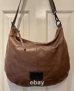 Dkny-designer Butter Soft -top Quality Leather Slouchy Crossbody Bag In Tan -new