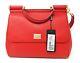 Dolce & Gabbana Sicily Large Dauphine Calf Leather Red Women's Handbag New