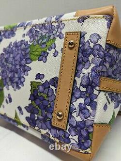 Dooney & Bourke White & Purple Hydrangea Leather Purse Satchel Crossbody Strap