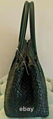 FALOR Hand Woven Italian Leather Large Tote / Shoulder Bag BLACK F1800 BRAND NEW