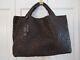 Falor Woven Large Leather Tote F7349z Dark Brown Italy Nwt $800+