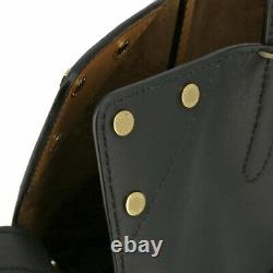 Fendi Flip Black Leather Brown Suede Large Satchel 8BT303