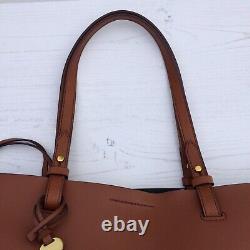 Fossil Brown Coated Leather Rachel Tote Bag / Pouch Purse / Key Charm