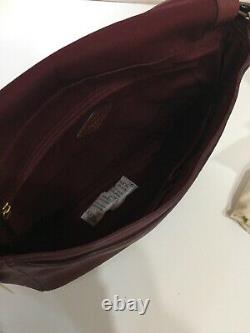 Fossil Lg Preston Flap Maroon Pebbled Leather Crossbody Shoulder Bag NEW