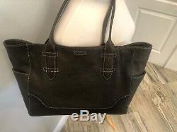 Frye Dark Brown Leather Large Handbag Shoulder Bag Tote NWT