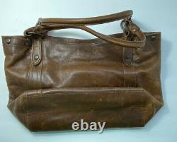 Frye Melissa Italian Pull Up Washed Leather Shoulder Tote Dark Brown DB146 New
