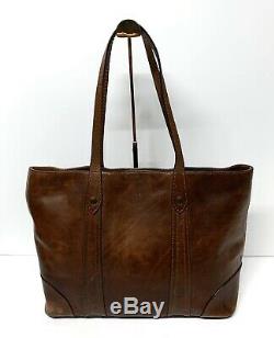 Frye Melissa Shopper Tote Bag Leather Women Handbag Purse Magnetic Snap Cognac