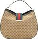 Gucci Gg Tan Brown Web Hobo Bag Monogram Canvas New With Tags 100% Authentic