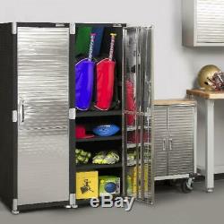 Garage Storage Cabinet Tool Box Side Pegboard Heavy Duty Metal Steel Tall Locker