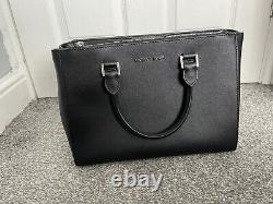 Genuine Michael Kors Sutton Saffiano Leather Large Satchel Bag BLACK