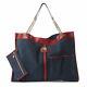 Gucci New Rajah Large Suede Navy Calfskin Tote
