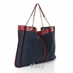 Gucci NEW Rajah Large Suede Navy Calfskin Tote