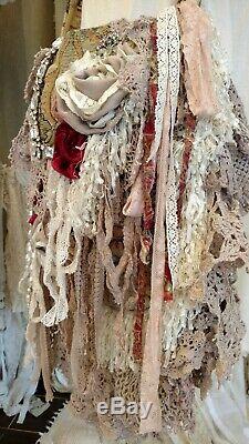 Handmade Large Bag Vintage Lace Floral Tapestry Fringe Crossbody Purse tmyers