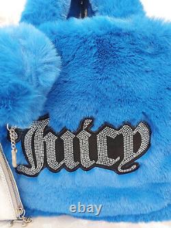 JUICY COUTURE Large Cobalt Blue Faux Fur Azalea Tote Bag Purse & Pouch RRP £190