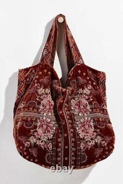 Johnny Was Joanna Velvet Tote Bag Handbag Desert Poppy J00221-9 Embroidered NEW