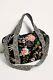 Johnny Was Kasumi Velvet Handbag Amethyst Embroidery Flower Tote Bag Large New