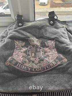 Juicy Couture Vintage Shoulder Bag, Large Tote Hobo Bag, Grey Velour, Rare