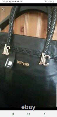 Just Cavalli Genuine Leather Large Tote Bag New With Tags