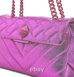 KURT GEIGER LONDON Large Kensington Drench Pink Leather Convertible Shoulder Bag