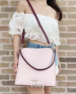 Kate Spade Darcy Large Bucket Bag Crossbody Pink Burgundy Colorblock Leather