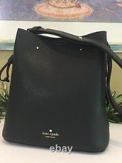 Kate Spade Marti Large Bucket Shoulder Bag Tote Purse Black Leather Gold $399