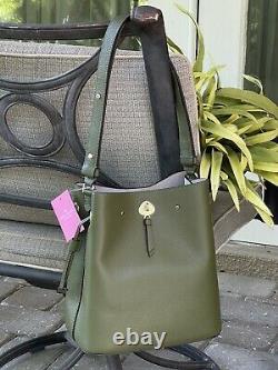 Kate Spade Marti Large Bucket Shoulder Bag Tote Purse Green Enchanted Leather
