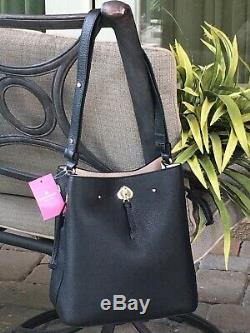 Kate Spade Marti Large Bucket Shoulder Tote Bag Black Leather Gold $399
