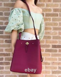 Kate Spade Marti Large Leather Bucket Bag Shoulder Bag Blackberry Burgundy