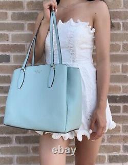 Kate Spade Monet Large Triple Compartment Tote Cloud Mist Turquoise Leather