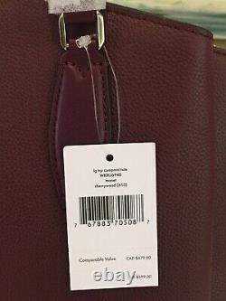 Kate Spade Monet Large Triple Compartment Tote Shoulder Bag Cherrywood Leather