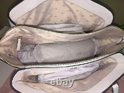 Kate Spade Monet Large Triple Compartment Tote Shoulder Bag Purse White Leather