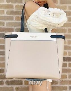 Kate Spade Staci Laptop Tote Large Shoulder Bag Warm Beige Leather Handbag