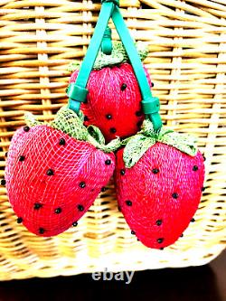 Kate Spade Strawberry Picnic Perfect 3D Wicker Basket Bag Purse Novelty Collect
