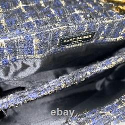 Kurt Geiger Kensington Large Tweed Navy With Black & Silver Crystals Crossbody