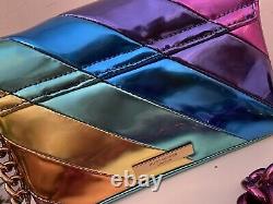 Kurt Geiger Kensington Rainbow Metallic Long Flap Stripe Crossbody Bag BNWTS