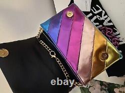 Kurt Geiger Kensington Rainbow Metallic Long Flap Stripe Crossbody Bag BNWTS