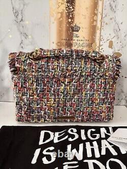 Kurt Geiger Kensington Rainbow Stitch Tweed Lg Crossbody/ Shoulder Bag BN
