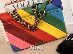 Kurt Geiger Kensington Rainbow Stripped Leather Lg Chain Crossbody Bag