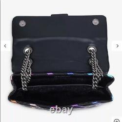 Kurt Geiger London Large Kensington Black Rainbow Stripe Bag NWT Chain Strap