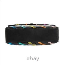 Kurt Geiger London Large Kensington Black Rainbow Stripe Bag NWT Chain Strap