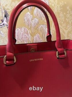 LULU GUINNESS BEAUTIFUL TEXTURED LEATHER TOTE BAG in RED BRAND NEW