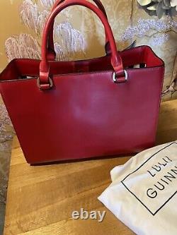 LULU GUINNESS BEAUTIFUL TEXTURED LEATHER TOTE BAG in RED BRAND NEW