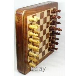 Large 10 inch Travel Chess set with Drawer Magnetic Set Golden Rose wood