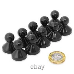 Large Black Acrylic Push Pin Magnet 21mm dia x 26mm tall (10 Packs of 10)