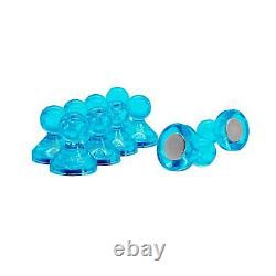 Large Blue Acrylic Push Pin Magnet 21mm dia x 26mm tall (10 Packs of 10)