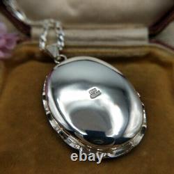 Large Sterling Silver Oval Butterfly Locket with Fancy Wire Edge