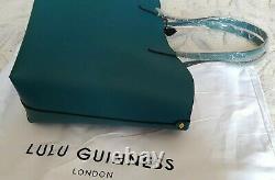 Lulu Guinness Ivy Large Emerald Green Crossgrain Leather Tote Bag Bnwt